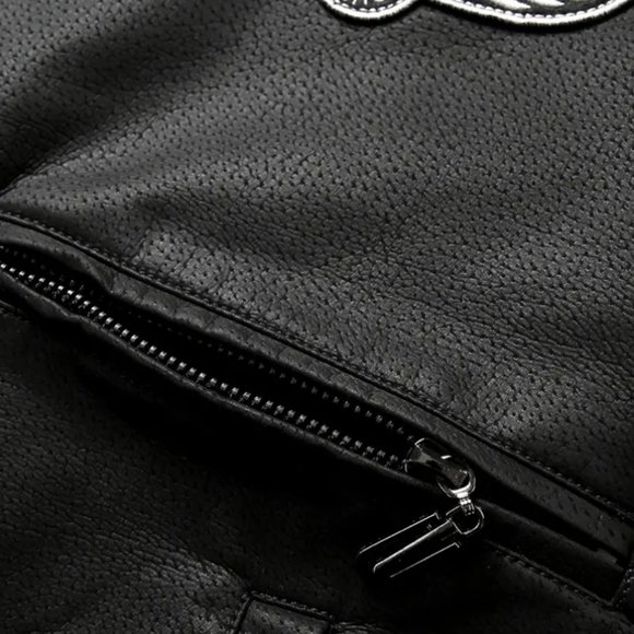 NEW 🏷️ Unisex Bomber Motorcycle Leather Jacket Vintage Fleece Faux Leather XL - Picture 5 of 6